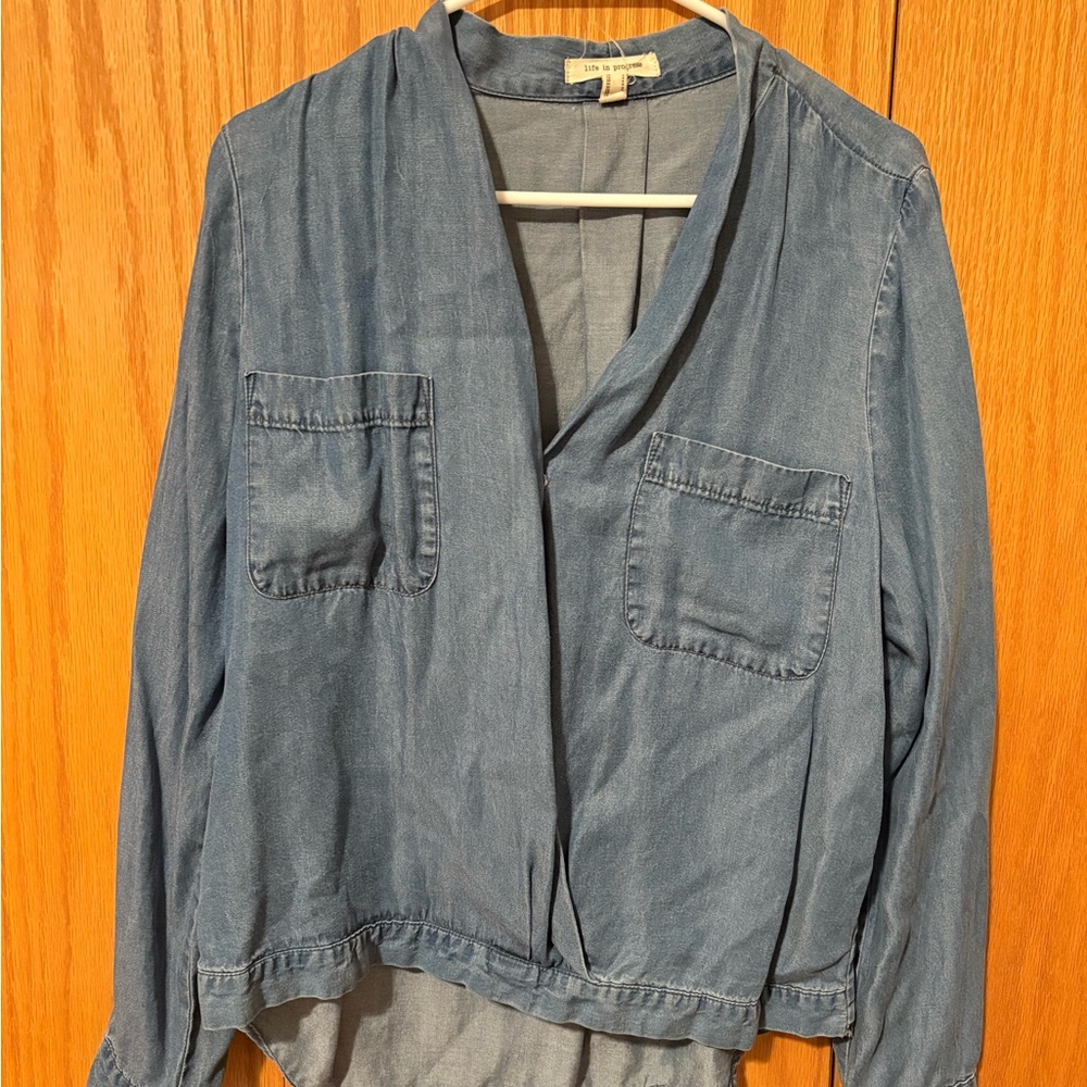 Life in Progress Denim Blouse